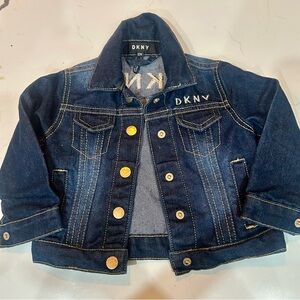 DKNY Kids Dark Blue Denim Jacket with Gold Buttons unisex